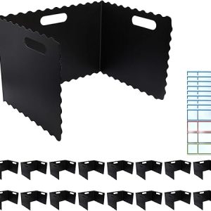 16-Piece Black Wave-Handle Desk Dividers, Durable Plastic Privacy Screens for Office and Classroom Use, Reusable and Easy to Clean